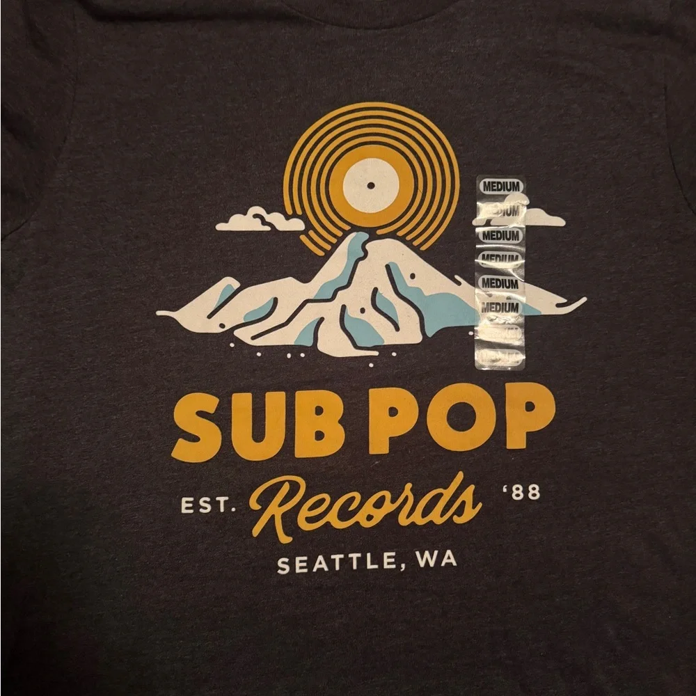 Sub Pop Records Black Short Sleeve Tee - Picture 2 of 3